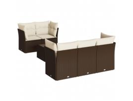 Conjunto 7 de sofás jardim c/ almofadões VIDAXL vime PE castanho