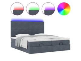 moldura de cama otomana com colchão VIDAXL cinza escuro veludo