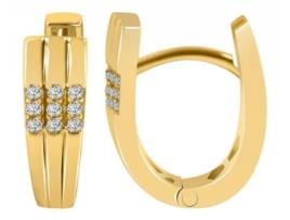 Joalharia Ouro 8K Brincos de Argola Dobráveis em Ouro Leevi Cravejado de Zircônias