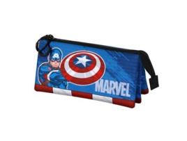 Marvel Capitão América Gears Estojo Triplo Azul KARACTERMANIA