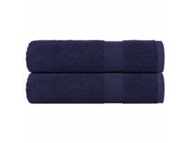 Conjunto 2 Toalha de mãos VIDAXL Azul Algodão