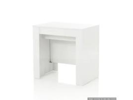 Consola Extensível GLAM Branco Brilhante Melamina 78X78 5 Cm 4 Extensões