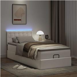 vidaXL Estrutura de cama otomana com colchão 90x200 cm branco puro