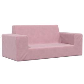 vidaXL Sofá infantil de 2 lugares pelúcia rosa
