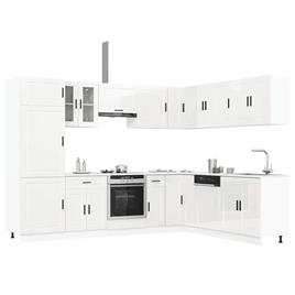 vidaXL 14 peças armário de cozinha conjunto Porto brilho branco