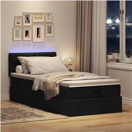 vidaXL Cama otomana com colchão 90x200 cm tecido preto