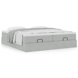 vidaXL Estrutura cama otomana colchões 200x200cm veludo cinzento claro