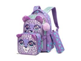 Conjunto FEGAR 2 de Mochila Escolar para Meninas com Coração Fofo Mochila Escolar Primária com Lancheira Rosa Novo em Folha 6 a 12 Anos