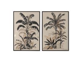 Pintura HOME ESPRIT Verde Bege Palmeiras Dourado Tropical 63 x 4,5 x 93 cm (2 Unidades)