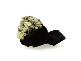 Pirita Pedra Natural de França Serre-Ponçon Altos Alpes Cristal de Pirita Sobre Matriz Negra Brilhante e Multicolor 136 5 Cts TRENDYFLAIR