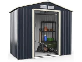 Telheiro Metálico para Jardim Exterior 213 X 127 X 195 Cm Telheiro de Jardim com 4 Aberturas e Portas de Correr Individuais COSTWAY
