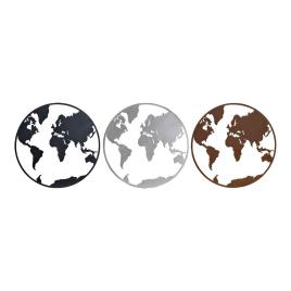 Figura Decorativa  Mapa do Mundo Metal (60 x 1 x 60 cm) (3 pcs)