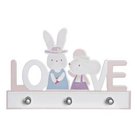 Bengaleiro de parede DKD Home Decor Love Madeira MDF Coelho