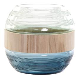 Vaso DKD Home Decor Azul Menta Madeira Cristal Moderno (25 x 25 x 22 cm)