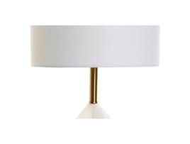 Lâmpada de Mesa  Branco Algodão Metal Mármore Dourado (38 x 38 x 61 cm)