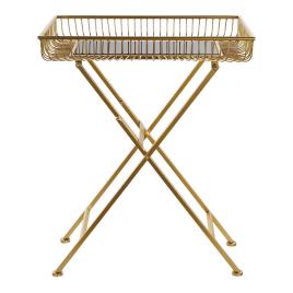 Mesa de apoio  Preto Metal Cristal Dourado (56 x 36 x 72 cm)
