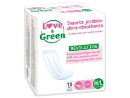 Love & Green Inserções Descartáveis Ultra Absorventes para Fraldas de Pano M/L 20 Inserções LOVE & GREEN
