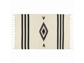 Tapete Algodão 60X90Cm Branco e Preto Kilim IMP-BL