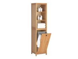 Coluna de Casa de Banho SOBUY Bzr95-N com 1 Cesto para Roupa Suja e 3 Prateleiras