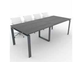 Mesa de Reunião de Casa e de Escritório. Estrutura Aberta Cinzento Grafite Tampo em Melamina Cor Carvalho Ébano 240X100. Fabricada em Espanha. OFICIT