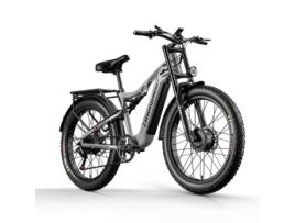 Bicicleta elétrica SHENGMILO S600 para adultos 2000W motor duplo 17,5Ah bateria de lítio removível faixa de 45 km/h 60 km cinzento fosco