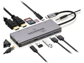 Hub Tecnoware Usb Type-C Adaptador 13 em 1 Compatível com Notebook Windows Linux Huawei Etc. 13 Portas: Usb 2.0 e 3.0 Usb TECNOWARE POWER SYSTEMS