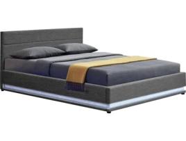 Cama con LED ''Anastasia''- 160 x 200 cm - Gris oscuro