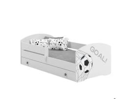 Cama Infantil com Colchão Luk Gaveta Barreira KOBI Branco (140x70cm)