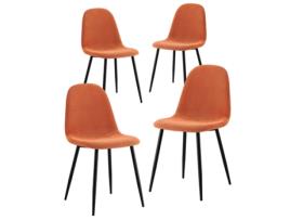 WEHOME Espreguiçadeiras de Design Estofadas em Laranja. Conjunto de 4