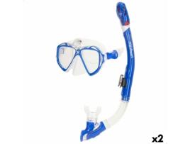 Óculos de Mergulho com Tubo AQUASPORT Azul Adultos (2 Unidades)