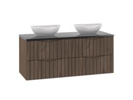 Lavatório Duplo 120Cm Siena Madeira e Preto PETITS-MEUBLES