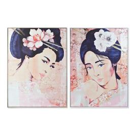 Pintura DKD Home Decor Tela Gueixa (2 pcs) (103.5 x 4.5 x 144 cm)