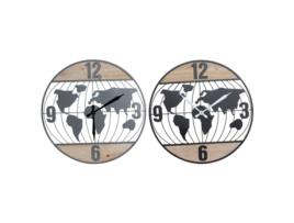 Relógio de Parede  Ferro Madeira MDF Mapa do Mundo (2 pcs) (60 x 4.5 x 60 cm)