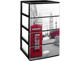 Cômoda Empilhável de Plástico Efeito Cristal Modelo Londres Cor Preto Gavetas de Armazenamento Modular 380 X 370 X 626 Mm COMFORT HOUSE