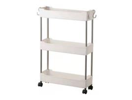 Prateleira Carrinho Organizador Multiuso Branca 3 Andares 40X12X62Cm com Rodinhas GLOBALMIX
