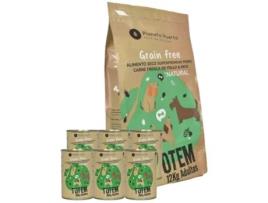 Pack Ração Natural Superpremium Grain Free de frango e pato 12 kg + 6x Comida húmida Superpremium grain free de frango e pato 380 g Planeta Huerto