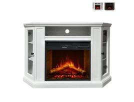 Lareira Elétrica de Canto em Madeira Branca W126 X D78 X H83 Madison DIVINA FIRE