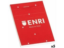 Bloco de Notas ENRI Vermelho A5 80 Folhas (5 Unidades)