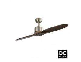 Ventilador de Couro Dc Leste 2 Lâminas de Carvalho Sem Luz 5 Velocidades Temporizador Remoto 132D FABRILAMP