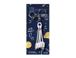 Cabo para Chaveiro Andy 3 em 1 Usb-C/Micro-Usb/Lightning para Usb-A 3A Rocket Branco / Azul YELLO KOKO