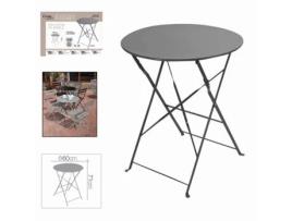 Mesa Dobrável de Metal Java Diam 60X H71 Cm Antracite FORNOR