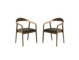 Conjunto de 2 Poltronas em Madeira e Pele Vegana Ydalia IBERA HOME