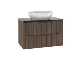Lavatório Individual 80Cm Siena Madeira e Preto PETITS-MEUBLES