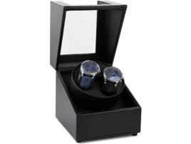 Novo Enrolador de Relógios Automático Duplo com Motor Silencioso e Expositor Rotativo Preto TRANTECH