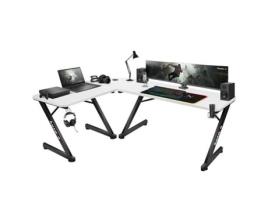 Mesa de Escritório Gaming HUZARO HZ-Hero 7.0 (Branco - Preto - Metal - Fibra de carbono - 11 cm - 72,5 cm)