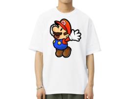 T-Shirt de Homem VREEL Super Mario Algodão Branco (L)