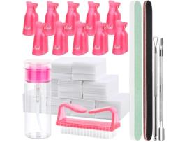 Conjunto de Ferramentas para Remoção de Unhas de Gel Cor Rosa