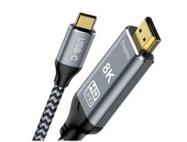  - Cabo Hdmi 2.1 para Usb-C 8K@60Hz 4K@144Hz 2K@240Hz 48Gbps 2 Metros