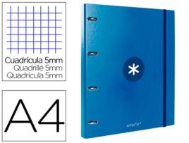 Pasta com papel líder de substituição ANTARTIK a4 quadrado 5mm forrado 4 argolas 25mm redondo cor azul