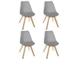 Cadeiras Baya Design PARIS PRIX Conjunto de 4 Cinza Polipropileno Espuma e Faia